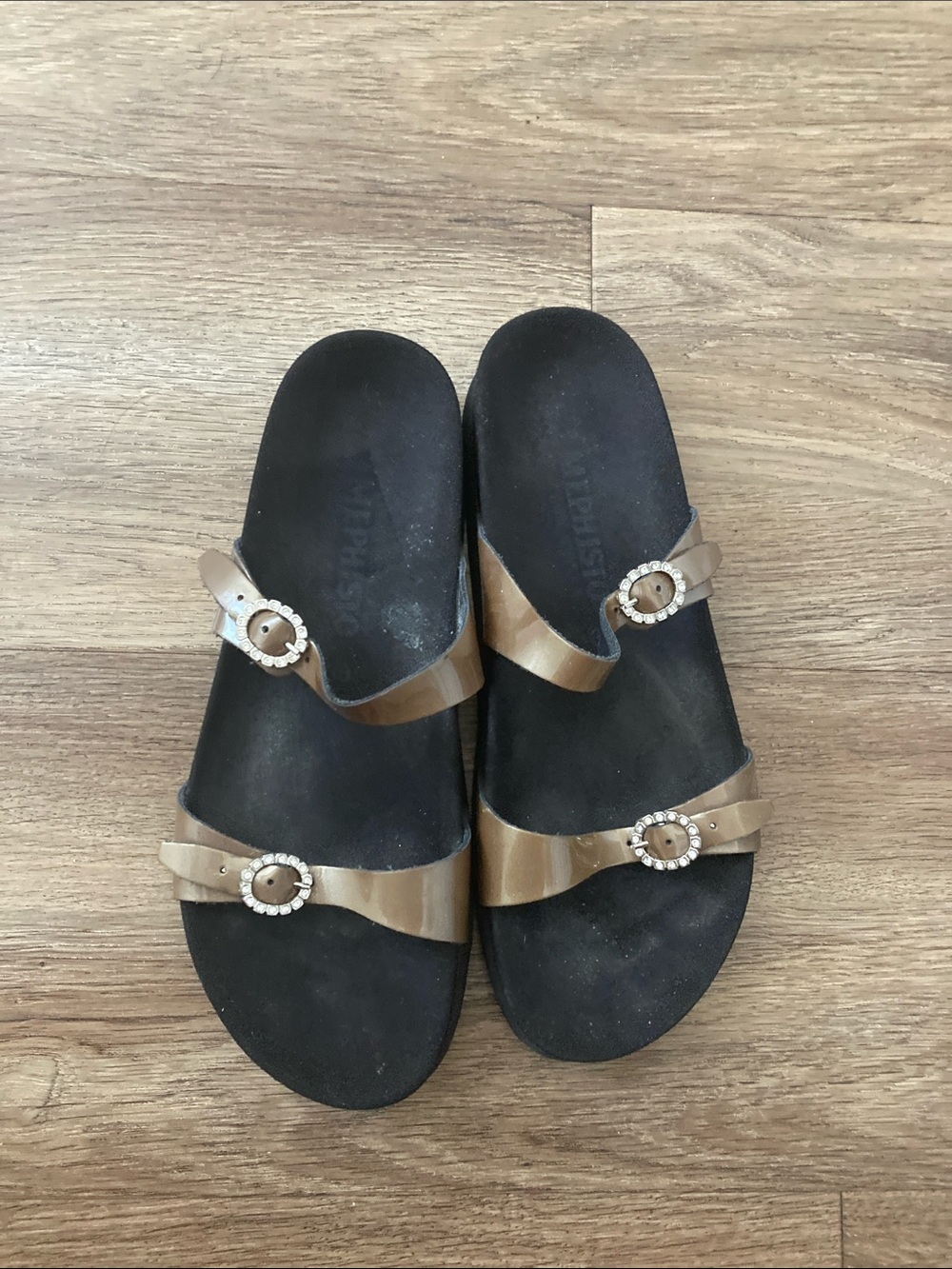 Mephisto Women's Brown Metallic Double-Strap Sandals Sz 38 - Picture 2 of 6